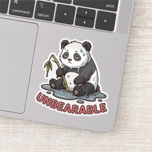 Grappige Smeltende Panda Opgebrand Sticker  (Detail)