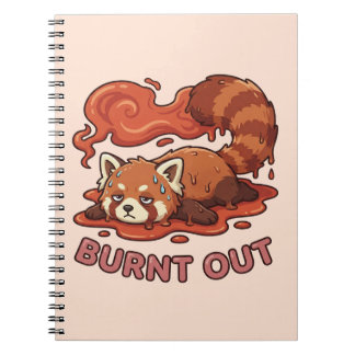 Grappige Smeltende Rode Panda Opgebrand Sticker | Notitieboek