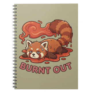 Grappige Smeltende Rode Panda Opgebrand Sticker | Notitieboek