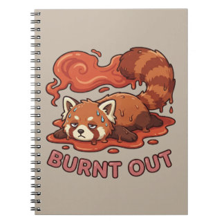 Grappige Smeltende Rode Panda Opgebrand Sticker | Notitieboek