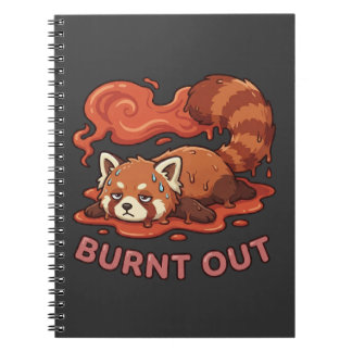 Grappige Smeltende Rode Panda Opgebrand Sticker | Notitieboek