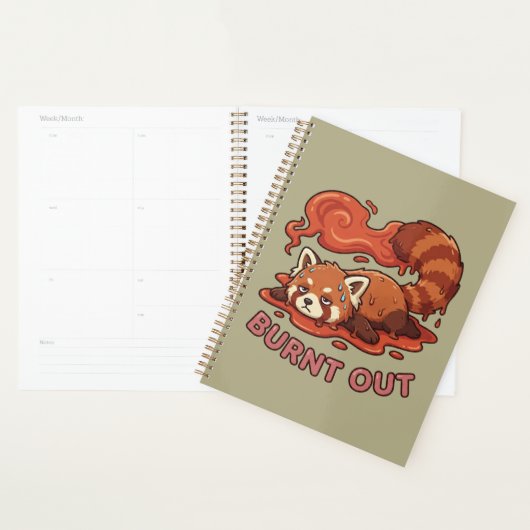 Grappige Smeltende Rode Panda Opgebrand Sticker | Planner (Display)
