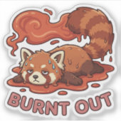 Grappige Smeltende Rode Panda Uitgeputte Sticker | (Voorkant)