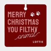 Grappige smerige huisdier foto kerst metalen ornament (Achterkant)