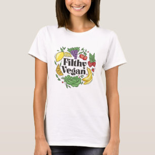Grappige smerige veganistische kleurrijke groenten t-shirt