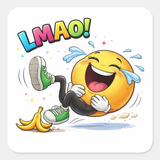 Grappige Smiley Vallende Lach Cartoon Sticker (Voorkant)