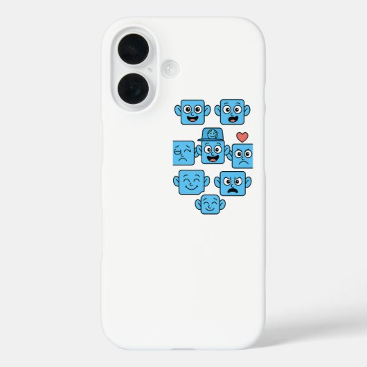 Grappige Smilo Emoji iPhone Case-Schattigee blauwe Case-Mate iPhone Case (Achterkant)