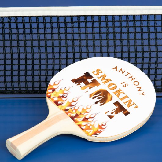 Grappige SMOKIN HOT Fire Flames gepersonaliseerd Tafeltennisbatje (Insitu)