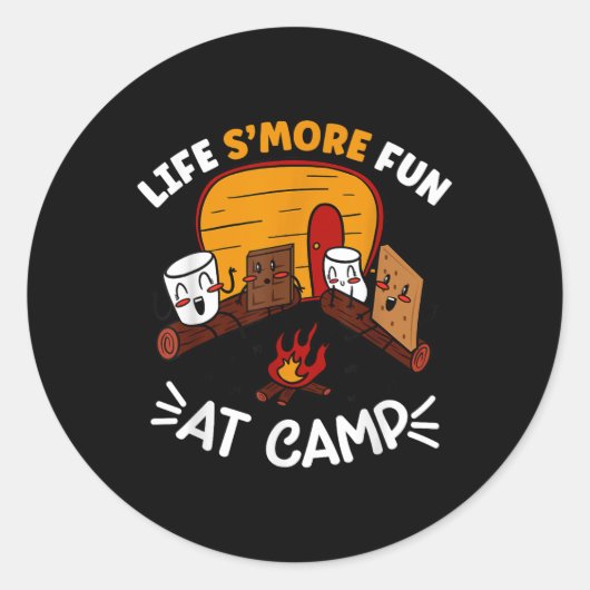Grappige Smores Kamperen Kampeer vuur Marshmallow Ronde Sticker (Voorkant)
