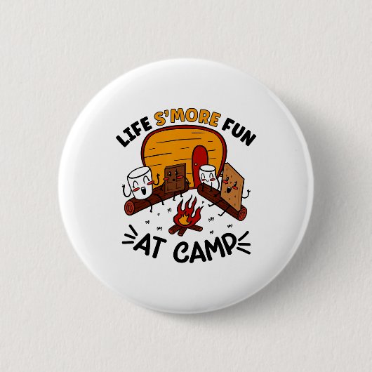 Grappige S'mores Kamperen Kampvuur Marshmallow Lev Ronde Button 5,7 Cm (Voorkant)