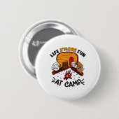 Grappige S'mores Kamperen Kampvuur Marshmallow Lev Ronde Button 5,7 Cm (Voorkant /achterkant)