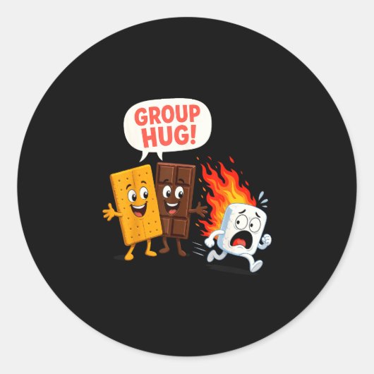 Grappige s'mores marshmallow  ronde sticker (Voorkant)