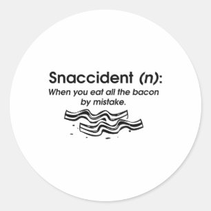 Grappige Snaccident Bacon Art voor Kind Mannen Vro Ronde Sticker