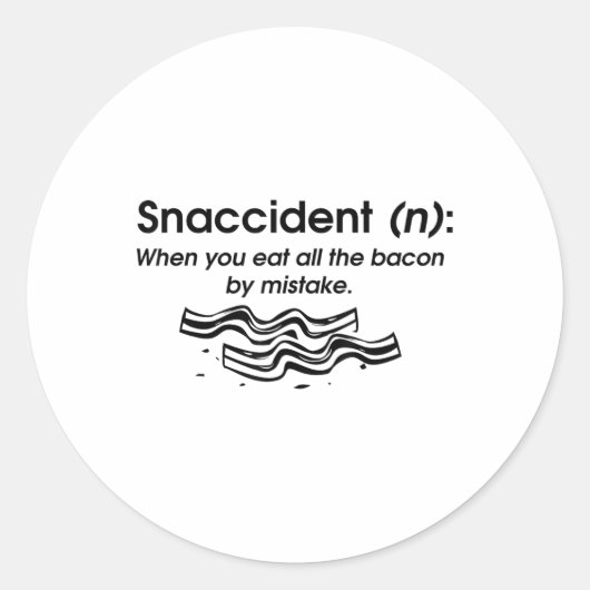 Grappige Snaccident Bacon Art voor Kind Mannen Vro Ronde Sticker (Voorkant)