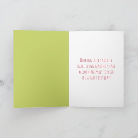 Grappige Snake Clown Happy Birthday Wenskaart Kaart (Binnen)