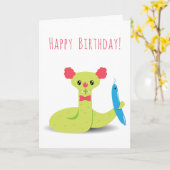 Grappige Snake Clown Happy Birthday Wenskaart Kaart (Gele Bloem)