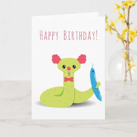 Grappige Snake Clown Happy Birthday Wenskaart Kaart (Gele Bloem)