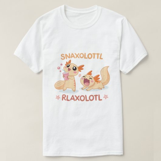 Grappige Snaxolotl en Relaxolotl Axolotl liefhebbe T-shirt (Design voorkant)