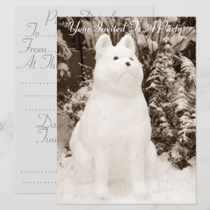 Grappige Sneeuw Akita Sneeuwman Kerst Sneeuwhond Kaart