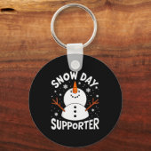 Grappige Sneeuw Dag Ondersteuner Sneeuwvlok Kerstm Sleutelhanger (Voorkant)
