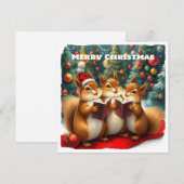 Grappige Sneeuw Natuur Bos Dieren Kerst Feestdagenkaart (Voorkant / Achterkant)