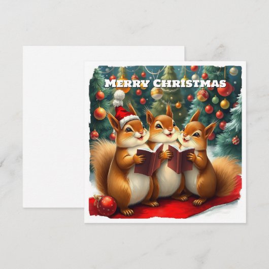 Grappige Sneeuw Natuur Bos Dieren Kerst Feestdagenkaart (Voorkant / Achterkant)