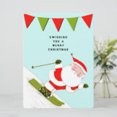Grappige Sneeuw Skiën Kerstmis Feestdagenkaart (Staand voorkant)