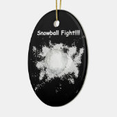 Grappige Sneeuwbalgevecht Kerst Ornament (Links)