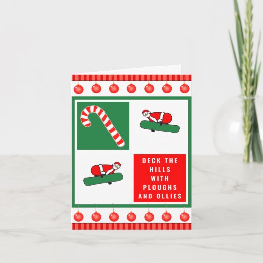 Grappige sneeuwboarden Kerstmis Feestdagen Kaart (Voorkant)