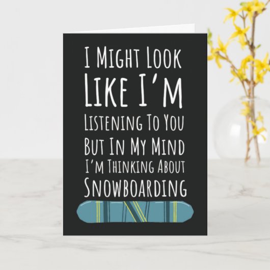 Grappige Sneeuwkaartkaarten Humor Snowboarder Spor Kaart (Gele Bloem)