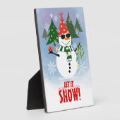 Grappige Sneeuwman Dennengehaktigde Kerstplaat Fotoplaat (Zijkant)