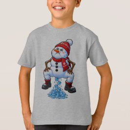 Grappige Sneeuwman die IJsklontjes Poeppt Sneeuw H T-shirt