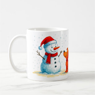 Grappige Sneeuwman en Hond Winter Koffiemok