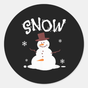 Grappige Sneeuwman En Sneeuwblazer Passend Koppel Ronde Sticker