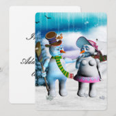 Grappige sneeuwman en sneeuwvrouwen kaart (Voorkant / Achterkant)