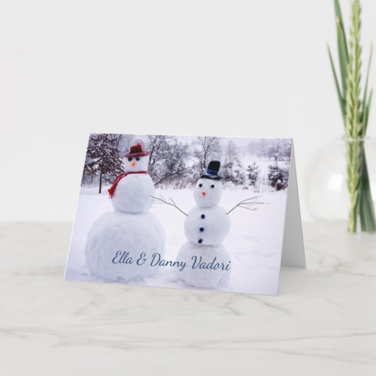 Grappige Sneeuwman Familie Kerstmis Feestdagen Kaart (Voorkant)