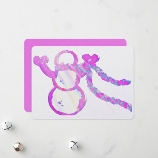 Grappige sneeuwman feestdagenkaart (Voorkant / Achterkant in situ)