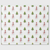 Grappige sneeuwman foto gezicht kerst inpakpapier (Vlak)