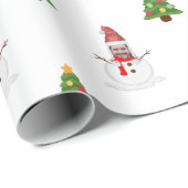 Grappige sneeuwman foto gezicht kerst inpakpapier (Rol Hoek)