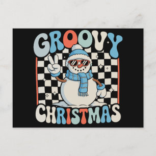 Grappige Sneeuwman Geruite Kerstmis Xmas Kinderen Feestdagenkaart