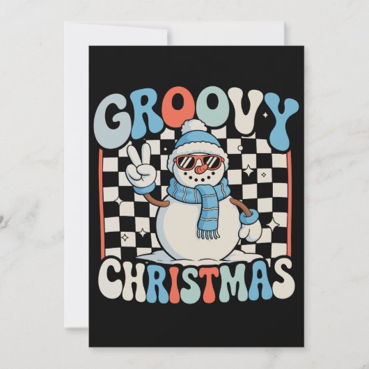 Grappige Sneeuwman Geruite Kerstmis Xmas Kinderen  Kaart (Voorkant)