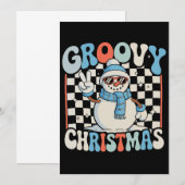 Grappige Sneeuwman Geruite Kerstmis Xmas Kinderen  Kaart (Voorkant / Achterkant)