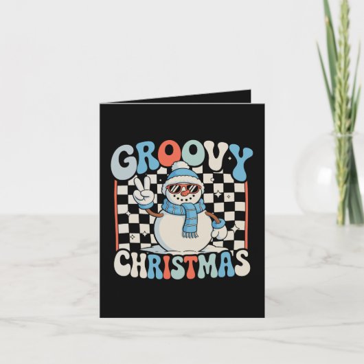 Grappige Sneeuwman Geruite Kerstmis Xmas Kinderen Kaart (Voorkant)