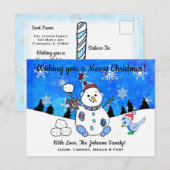 Grappige sneeuwman gooien sneeuwbal kerst briefkaart (Voorkant / Achterkant)