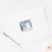 Grappige Sneeuwman Heeft Hulp Nodig Vierkante Sticker (Envelop)