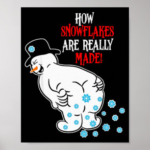 Grappige Sneeuwman Hoe Sneeuwvlokken Echt Worden G Poster