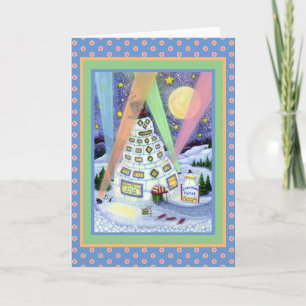 GRAPPIGE SNEEUWMAN HOTEL, NOORDERLICHTEN PINGUÏN B FEESTDAGEN KAART