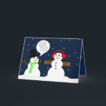 GRAPPIGE SNEEUWMAN KERST KAART<br><div class="desc">Schattigee en grappige sneeuwpoppen zijn de functie voor deze kerstkaart. Het is duidelijk dat een sneeuwman,  BOB,  deze winter aan het trainen is.</div>