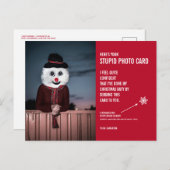 Grappige Sneeuwman Kerst Stomme Fotokaart Briefkaa Briefkaart (Voorkant / Achterkant)