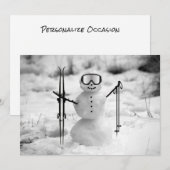 Grappige Sneeuwman Kerst Winter Sporten Skiën Vaka Feestdagenkaart (Voorkant / Achterkant)